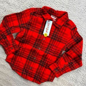 Cat & Jack Red and Black Button Down Kids Shirt. Size 8